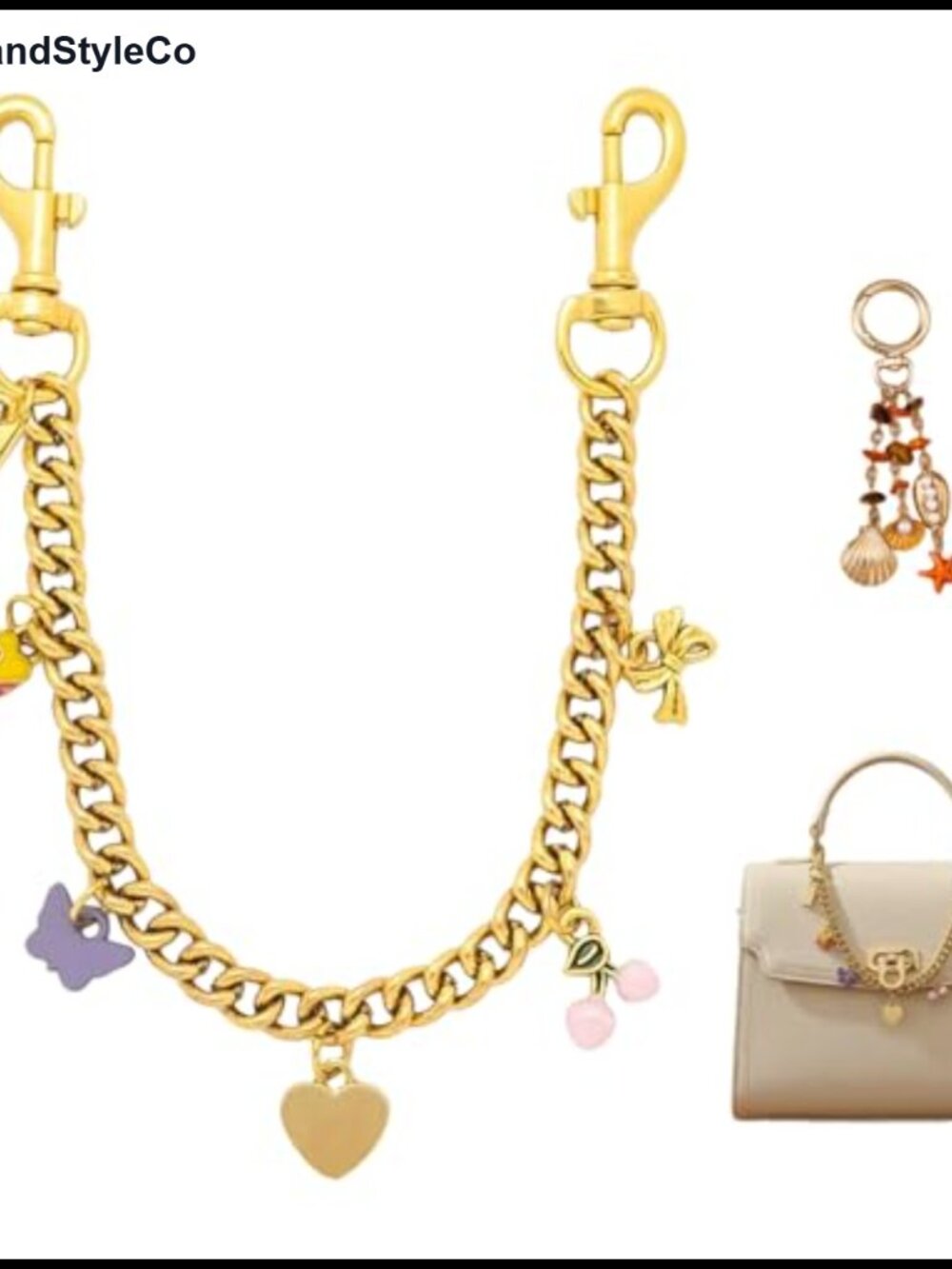 Gold-Tone Zinc Chain Bag Charm with Lobster Clasp
